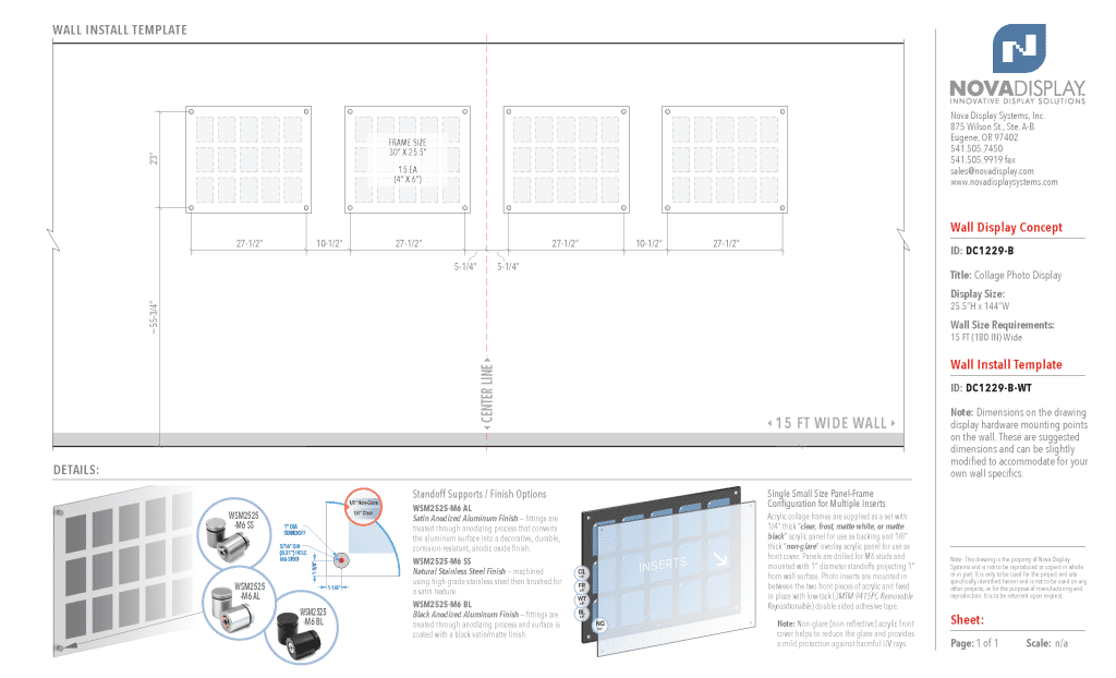 DC1229-B WALL-TEMPLATE Collage Photo Wall Display Concept with Frameless Acrylic Frames