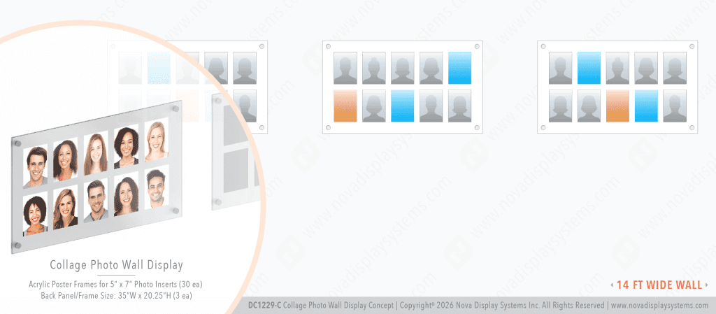 DC1229-C Collage Photo Wall Display Concept with Frameless Acrylic Frames