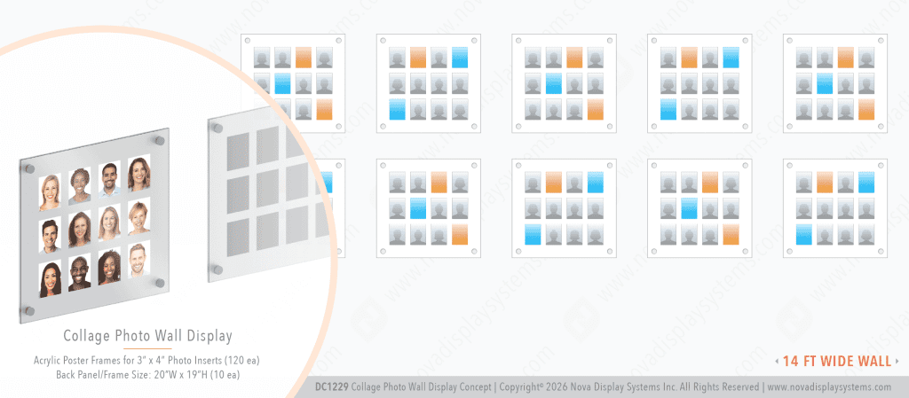 DC1229 Collage Photo Wall Display Concept with Frameless Acrylic Frames