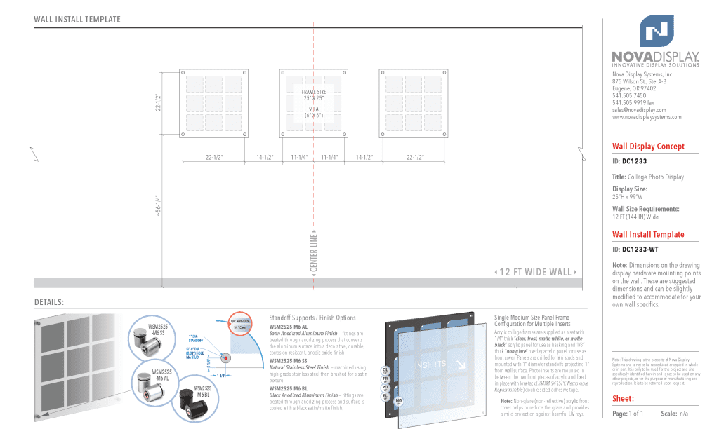 DC1233 WALL-TEMPLATE Collage Art/Photo Wall Display Concept for 6x6 Inserts