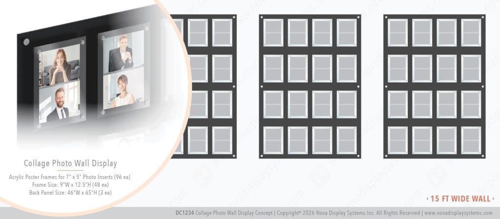 DC1234 Collage Photo Wall Display Concept with Frameless Acrylic Frames