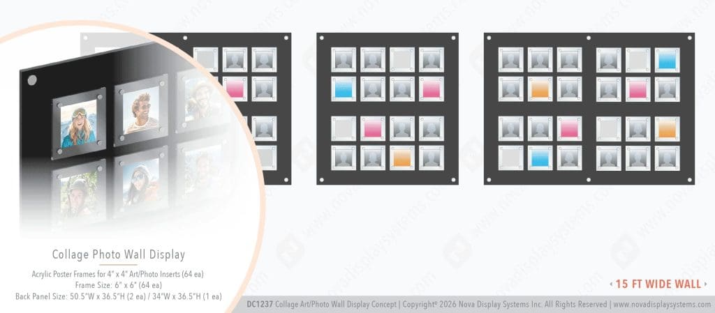 DC1237 Collage Photo Wall Display Concept with Frameless Acrylic Frames