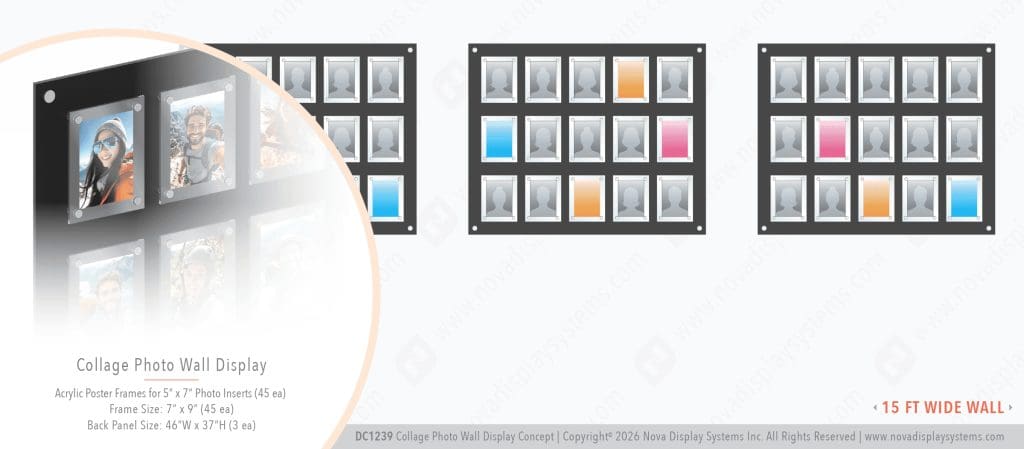 DC1239 Collage Photo Wall Display Concept with Frameless Acrylic Frames