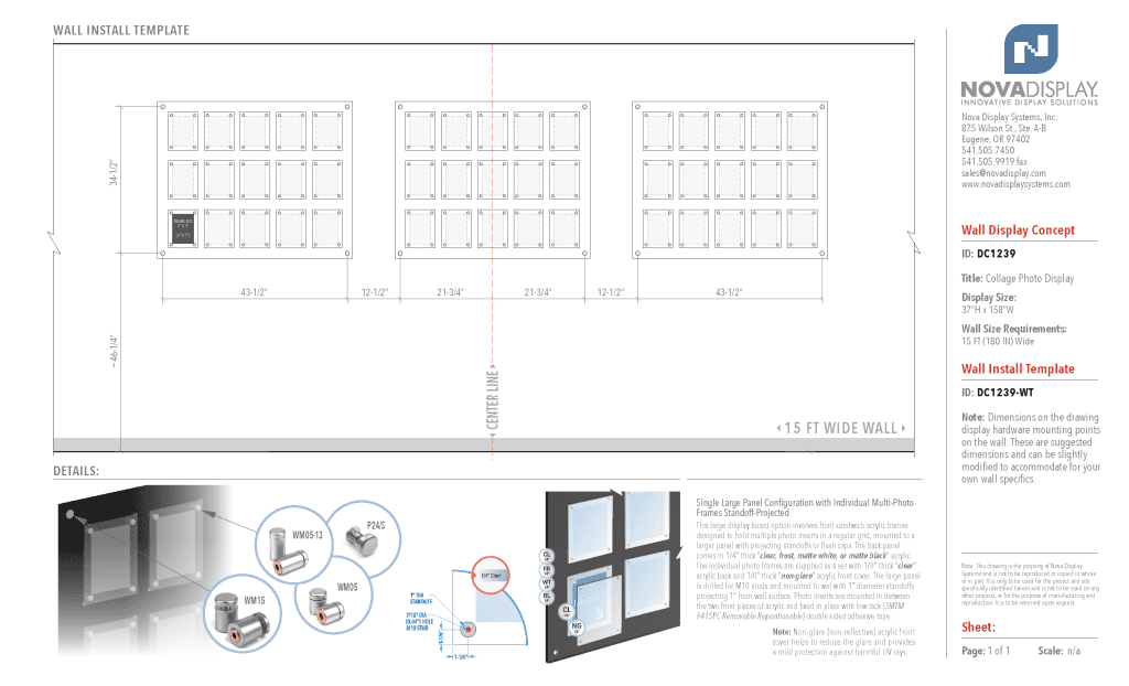 DC1239 Collage Photo Wall Display Concept with Frameless Acrylic Frames