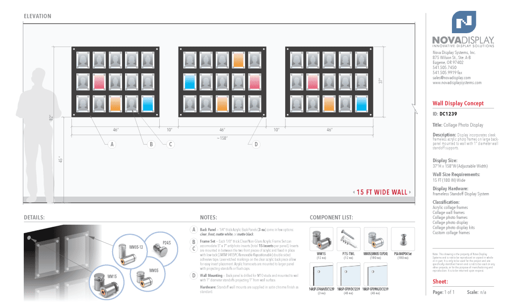 DC1239 Collage Photo Wall Display Concept with Frameless Acrylic Frames
